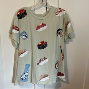 Queen of Sparkles Pale Green Sushi Tee T-Shirt